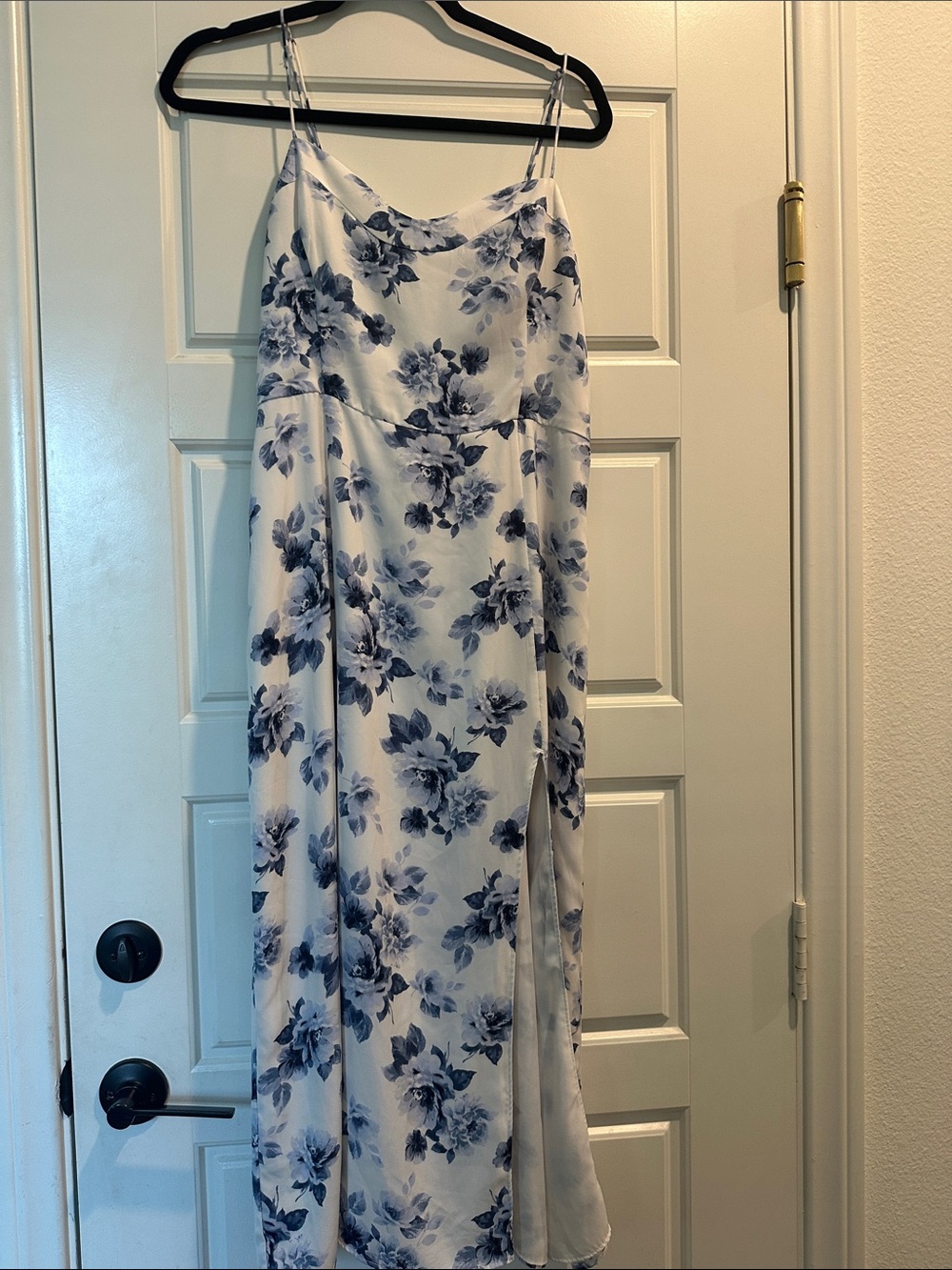 Abercrombie & Fitch White Maxi Dress with Blue Floral Print